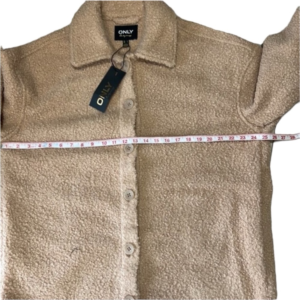 NWT Only Tan Teddy Style Long Sherpa Jacket Size Large - Picture 8 of 9
